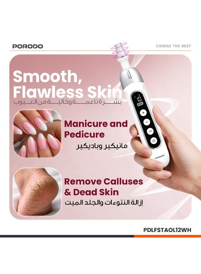 بورودو جهاز برد أظافر كهربائي قابل لإعادة الشحن 8 في 1، جهاز برد أظافر كهربائي لاسلكي لعمل مانيكير وباديكير جل، يزيل الجلد الميت والجلد المتصلب، مزود بإضاءة LED، دوران أمامي وخلفي، شحن USB-C، 10 مستويات سرعة، محرك 4500 دورة في الدقيقة، مبرد أظافر كهربائي احترافي للاستخدام في الصالونات والمنزل، طقم مانيكير وباديكير - أبيض - Image 5